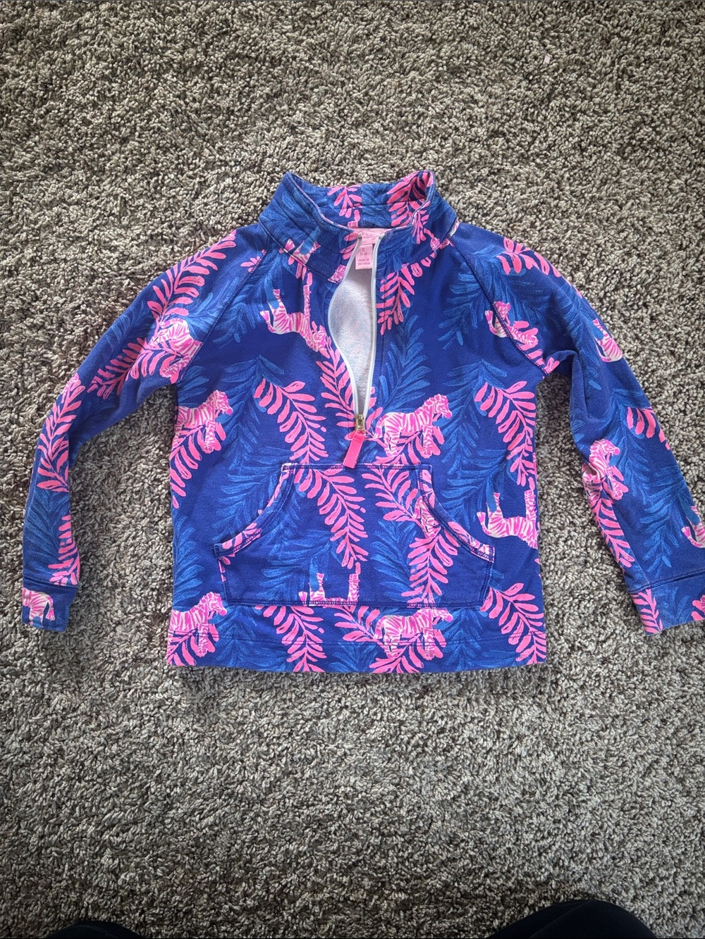 Lilly Pulitzer Royal Blue & Hot Pink Half-Zip Pullover